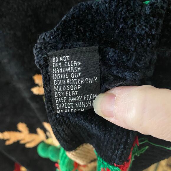 Vintage Berek Reindeer Chenille Holiday Sweater Christmas Embellished Medium - Picture 5 of 10